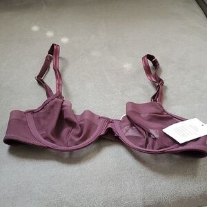 Auden Demi Coverage Unlined Bra Mesh Sheer In Maroon 32A